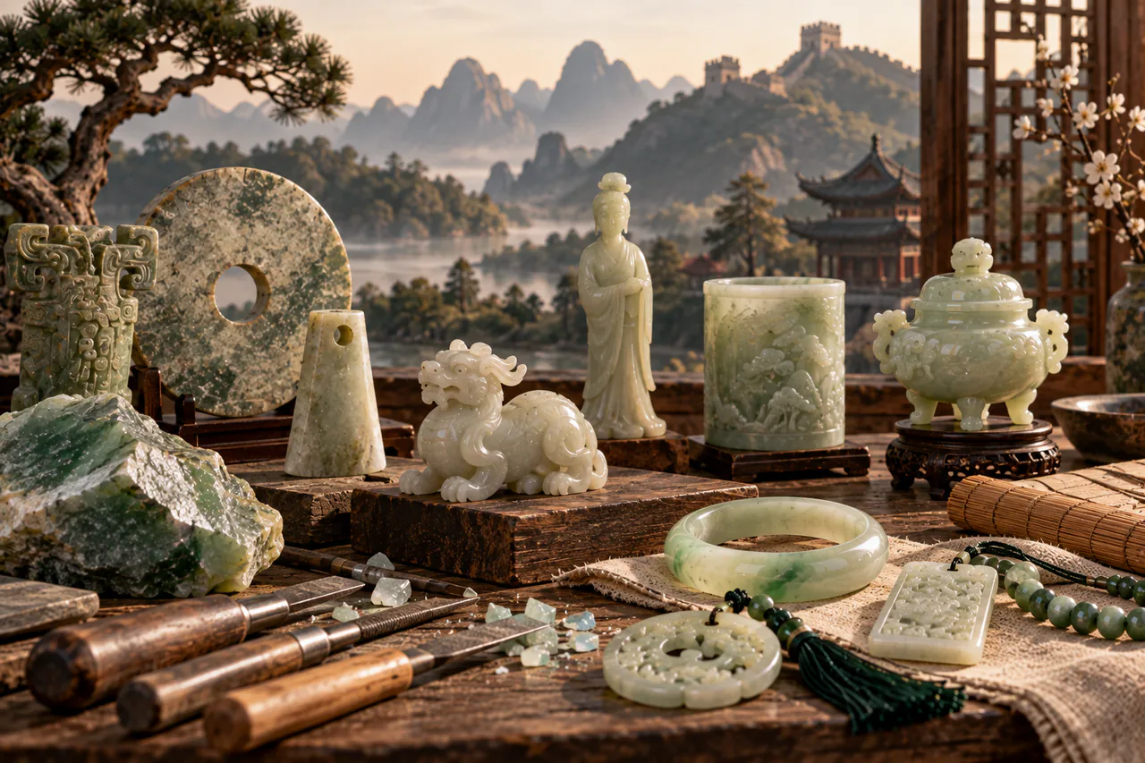 Section sur huit mille ans de jade travaillé en Chine
