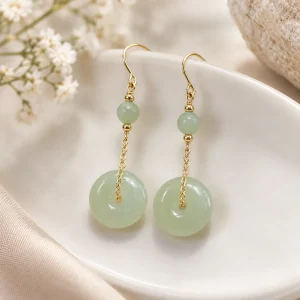 Boucles d’oreilles en jade véritable, jadéite ou néphrite