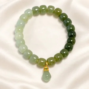 Bracelet bouddhiste jade, rang de perles de néphrite