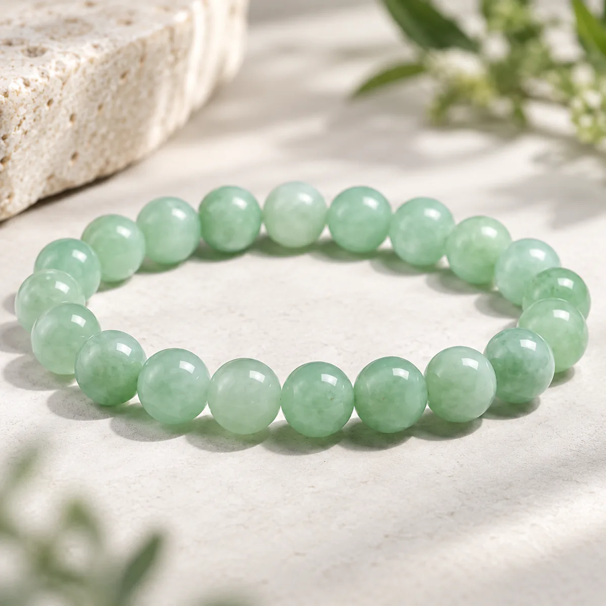 Bracelet boule jade, perles pleines de néphrite