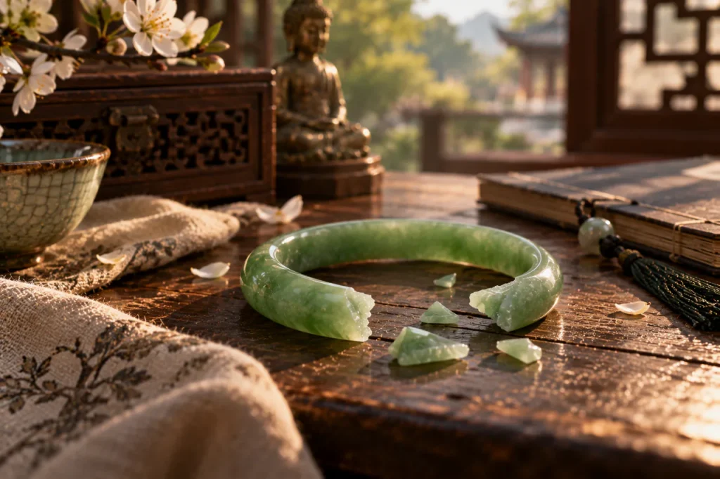 Vue d’ouverture : un bracelet de jade qui se casse