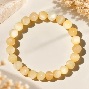 Bracelet jade jaune, néphrite couleur miel