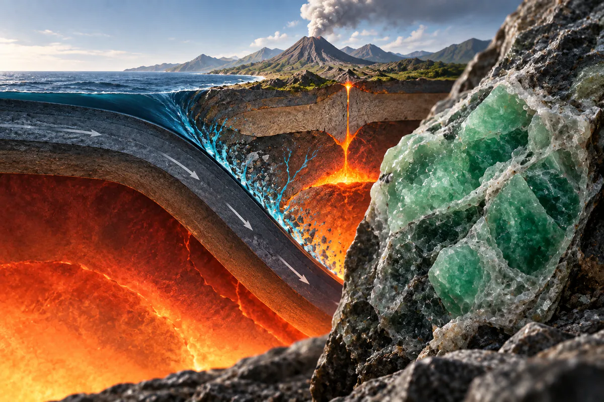 Section sur la jadéite née dans les zones de subduction