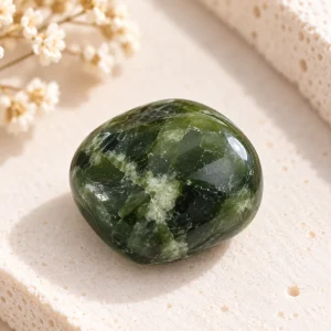 Galet de jade, néphrite roulée et polie