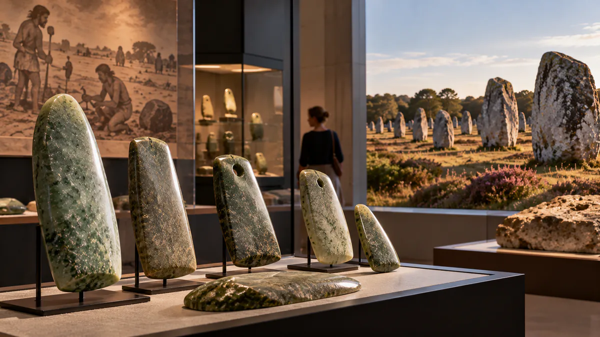 Vue du musée de Préhistoire de Carnac et de ses haches polies