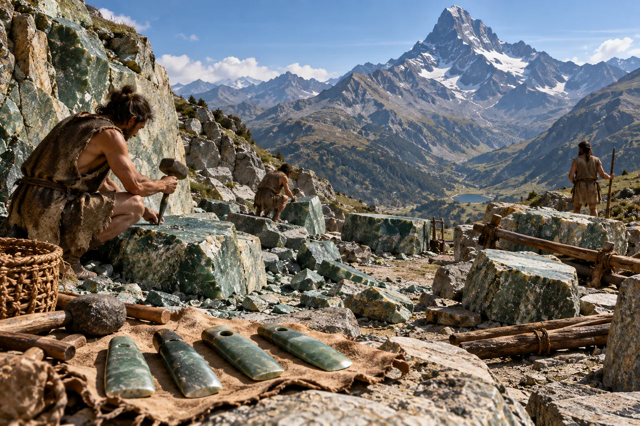 Section sur les carrières néolithiques du Mont Viso