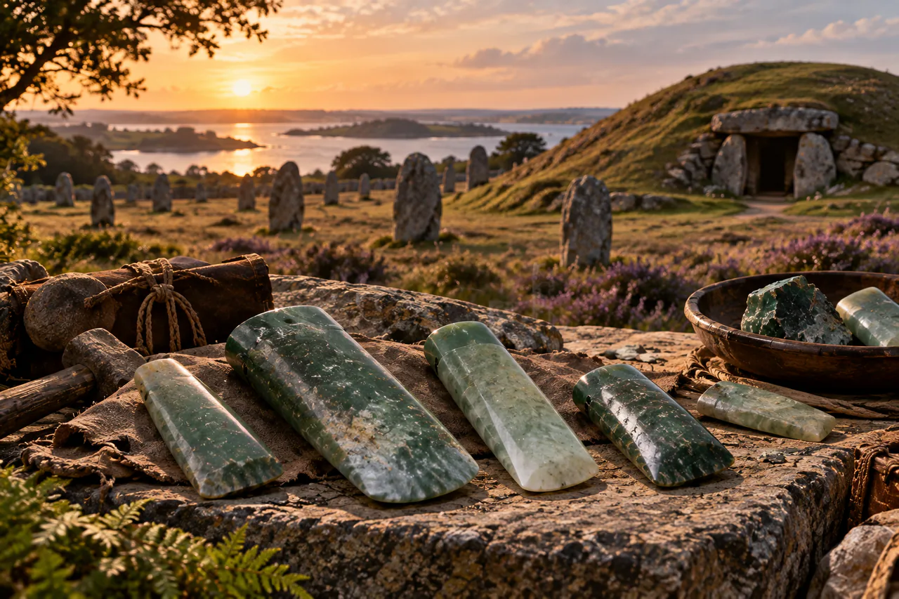 Vue des haches polies des tumulus du Morbihan