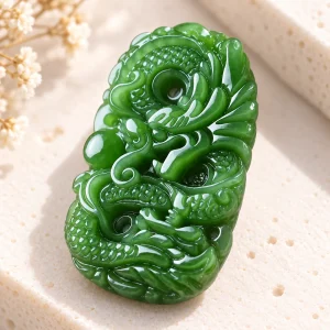 Pi Xiu en jade, néphrite sculptée et percée