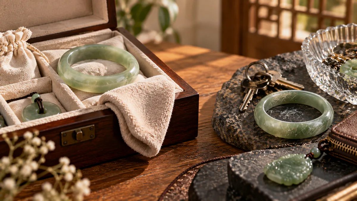 Vue d’ouverture : ranger un bijou en jade sans le rayer