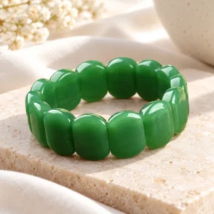 Bracelet de plaques de jade vert foncé