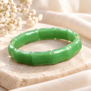 Bracelet de plaques de jade vert pomme