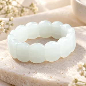 Bracelet de plaques de jade blanc