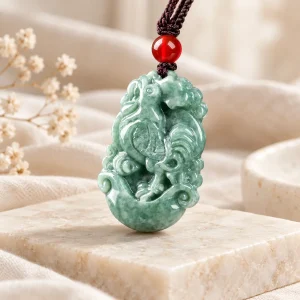 Pendentif Coq en jade, signe du zodiaque chinois