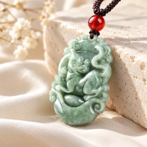 Pendentif Rat en jade, signe du zodiaque chinois