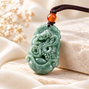 Pendentif Serpent en jade, signe du zodiaque chinois